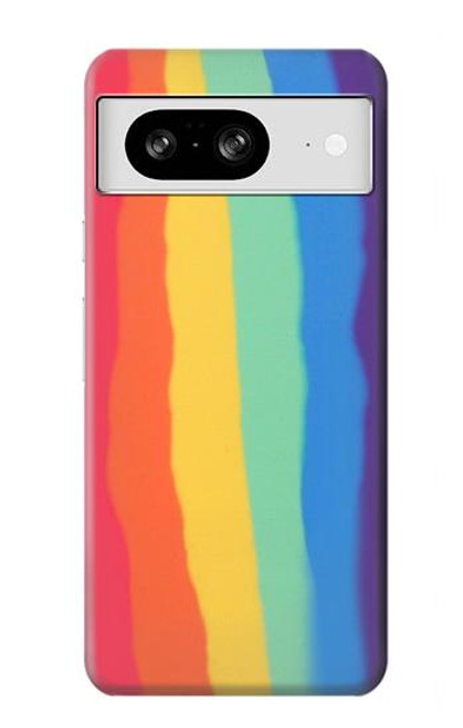 W3799 Cute Vertical Watercolor Rainbow Hard Case and Leather Flip Case For Google Pixel 8