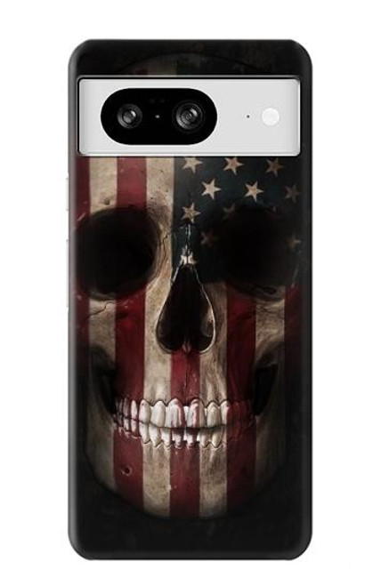 W3850 American Flag Skull Hard Case and Leather Flip Case For Google Pixel 8