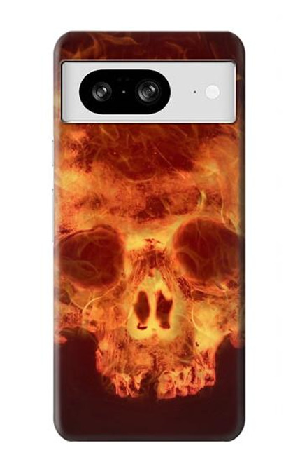 W3881 Fire Skull Hard Case and Leather Flip Case For Google Pixel 8