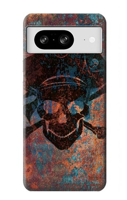 W3895 Pirate Skull Metal Hard Case and Leather Flip Case For Google Pixel 8