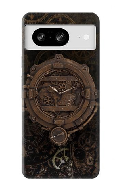 W3902 Steampunk Clock Gear Hard Case and Leather Flip Case For Google Pixel 8