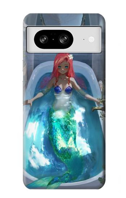 W3912 Cute Little Mermaid Aqua Spa Hard Case and Leather Flip Case For Google Pixel 8