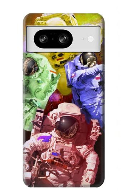 W3914 Colorful Nebula Astronaut Suit Galaxy Hard Case and Leather Flip Case For Google Pixel 8