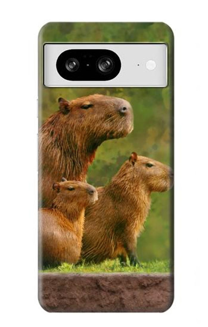 W3917 Capybara Family Giant Guinea Pig Hard Case and Leather Flip Case For Google Pixel 8