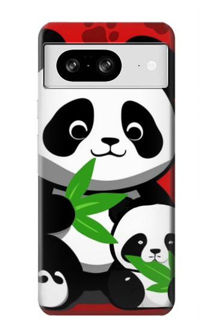 W3929 Cute Panda Eating Bamboo Hard Case and Leather Flip Case For Google Pixel 8