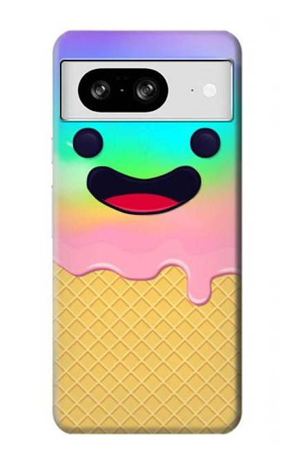 W3939 Ice Cream Cute Smile Hard Case and Leather Flip Case For Google Pixel 8