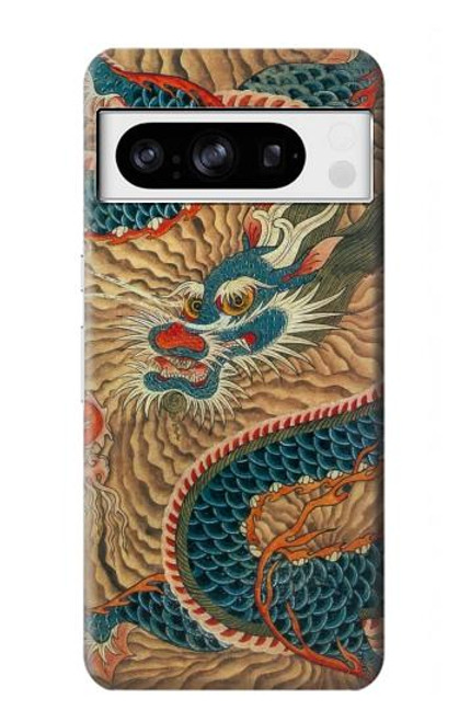 W3541 Dragon Cloud Painting Hard Case and Leather Flip Case For Google Pixel 8 pro