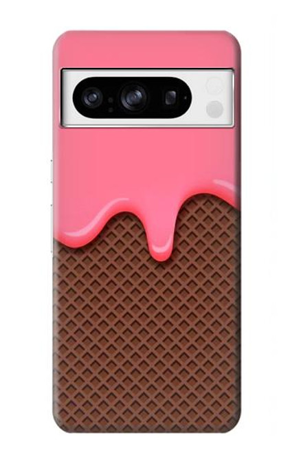 W3754 Strawberry Ice Cream Cone Hard Case and Leather Flip Case For Google Pixel 8 pro