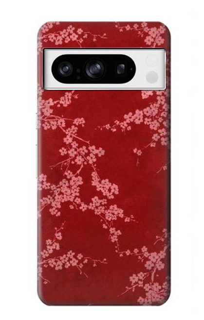 W3817 Red Floral Cherry blossom Pattern Hard Case and Leather Flip Case For Google Pixel 8 pro