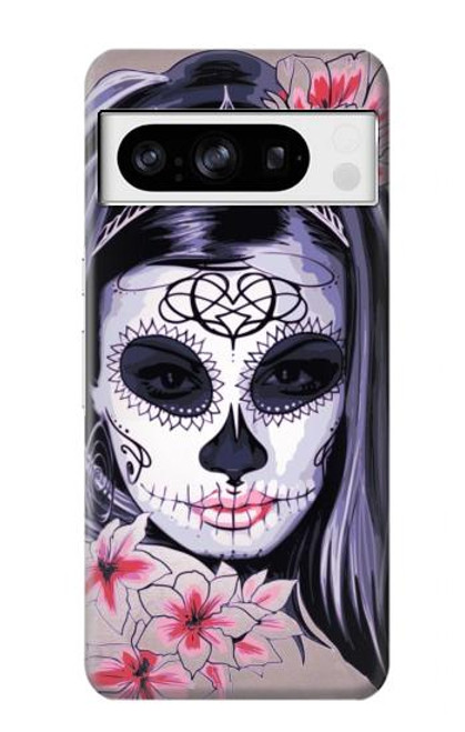 W3821 Sugar Skull Steam Punk Girl Gothic Hard Case and Leather Flip Case For Google Pixel 8 pro