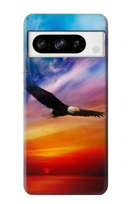 W3841 Bald Eagle Flying Colorful Sky Hard Case and Leather Flip Case For Google Pixel 8 pro