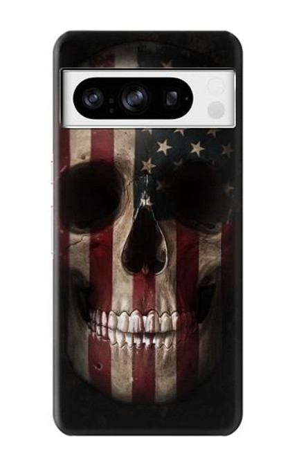 W3850 American Flag Skull Hard Case and Leather Flip Case For Google Pixel 8 pro