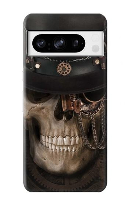 W3852 Steampunk Skull Hard Case and Leather Flip Case For Google Pixel 8 pro