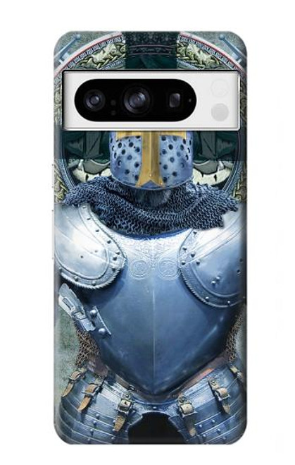 W3864 Medieval Templar Heavy Armor Knight Hard Case and Leather Flip Case For Google Pixel 8 pro