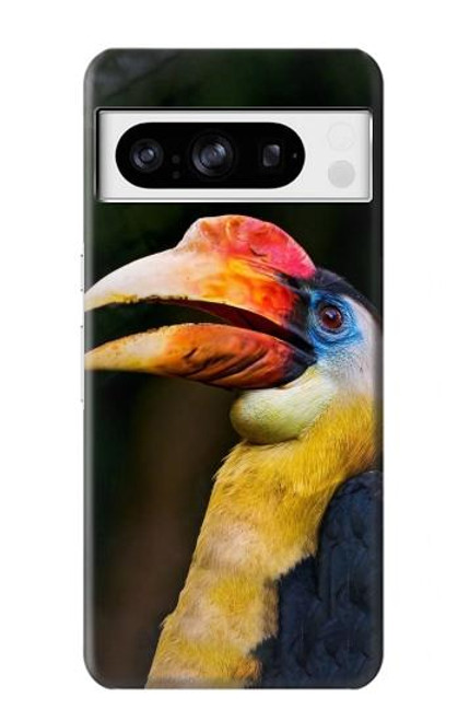 W3876 Colorful Hornbill Hard Case and Leather Flip Case For Google Pixel 8 pro