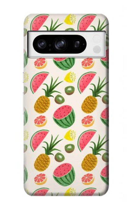 W3883 Fruit Pattern Hard Case and Leather Flip Case For Google Pixel 8 pro
