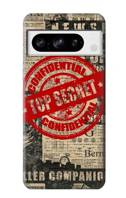 W3937 Text Top Secret Art Vintage Hard Case and Leather Flip Case For Google Pixel 8 pro