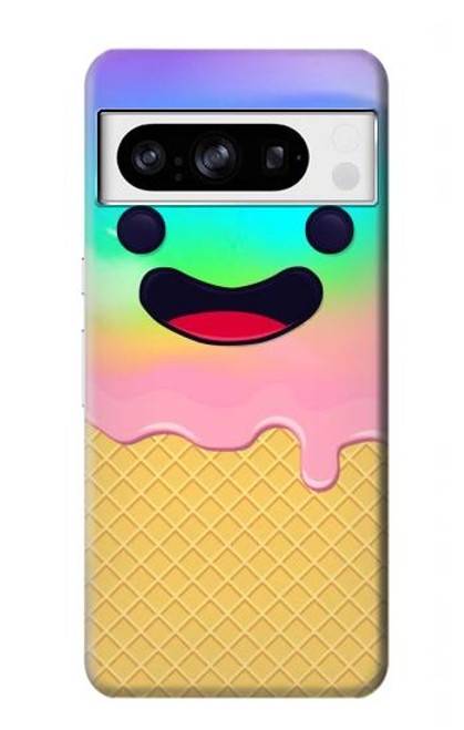 W3939 Ice Cream Cute Smile Hard Case and Leather Flip Case For Google Pixel 8 pro