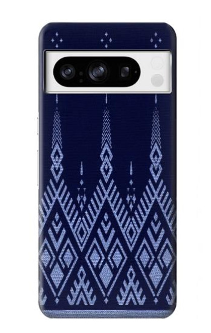 W3950 Textile Thai Blue Pattern Hard Case and Leather Flip Case For Google Pixel 8 pro