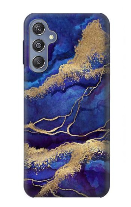 W3906 Navy Blue Purple Marble Hard Case and Leather Flip Case For Samsung Galaxy M34 5G