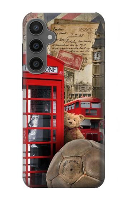W3856 Vintage London British Hard Case and Leather Flip Case For Samsung Galaxy S23 FE