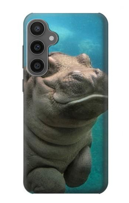W3871 Cute Baby Hippo Hippopotamus Hard Case and Leather Flip Case For Samsung Galaxy S23 FE