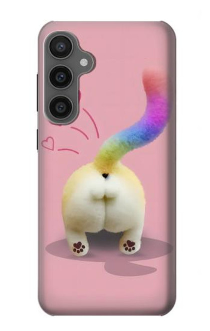 W3923 Cat Bottom Rainbow Tail Hard Case and Leather Flip Case For Samsung Galaxy S23 FE