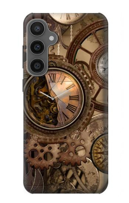 W3927 Compass Clock Gage Steampunk Hard Case and Leather Flip Case For Samsung Galaxy S23 FE
