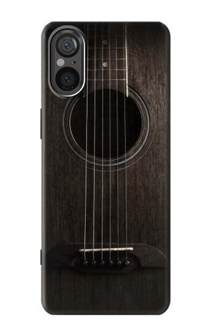 W3834 Old Woods Black Guitar Hard Case and Leather Flip Case For Sony Xperia 5 V