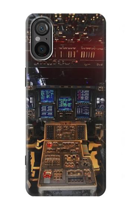 W3836 Airplane Cockpit Hard Case and Leather Flip Case For Sony Xperia 5 V