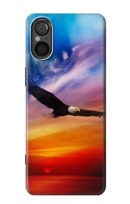 W3841 Bald Eagle Flying Colorful Sky Hard Case and Leather Flip Case For Sony Xperia 5 V