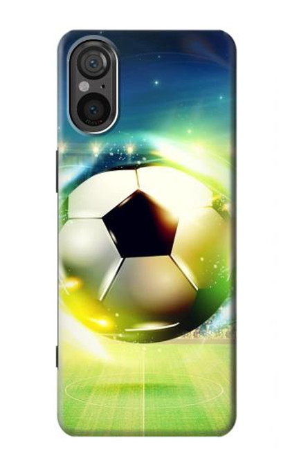 W3844 Glowing Football Soccer Ball Hard Case and Leather Flip Case For Sony Xperia 5 V