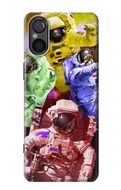 W3914 Colorful Nebula Astronaut Suit Galaxy Hard Case and Leather Flip Case For Sony Xperia 5 V