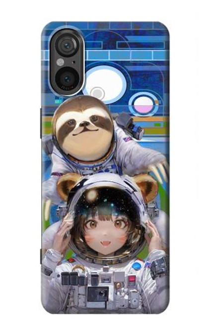 W3915 Raccoon Girl Baby Sloth Astronaut Suit Hard Case and Leather Flip Case For Sony Xperia 5 V