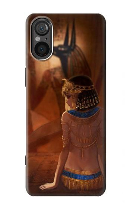 W3919 Egyptian Queen Cleopatra Anubis Hard Case and Leather Flip Case For Sony Xperia 5 V