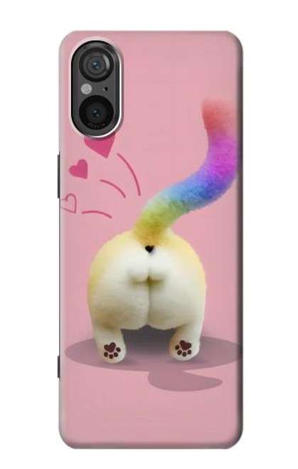 W3923 Cat Bottom Rainbow Tail Hard Case and Leather Flip Case For Sony Xperia 5 V