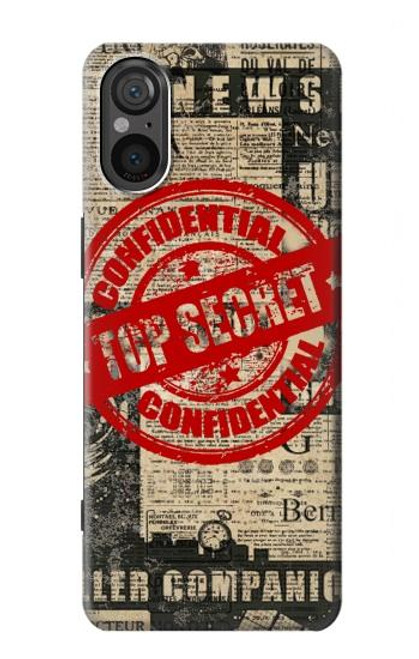 W3937 Text Top Secret Art Vintage Hard Case and Leather Flip Case For Sony Xperia 5 V