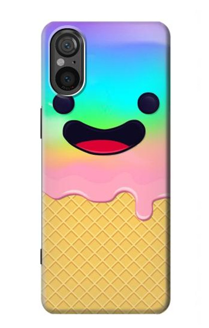 W3939 Ice Cream Cute Smile Hard Case and Leather Flip Case For Sony Xperia 5 V