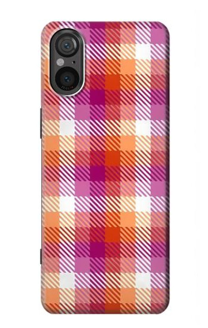 W3941 LGBT Lesbian Pride Flag Plaid Hard Case and Leather Flip Case For Sony Xperia 5 V