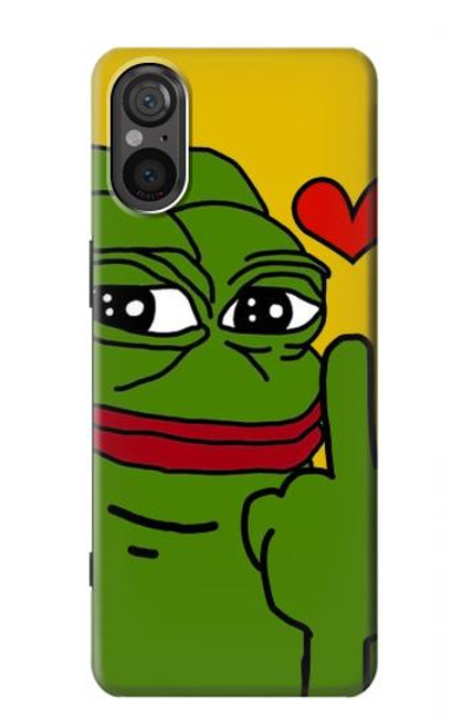 W3945 Pepe Love Middle Finger Hard Case and Leather Flip Case For Sony Xperia 5 V