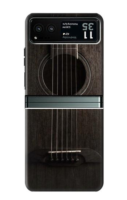W3834 Old Woods Black Guitar Hard Case and Leather Flip Case For Motorola Razr 40