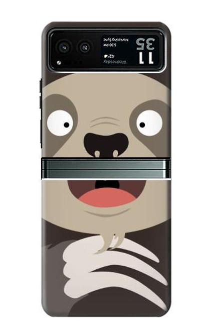 W3855 Sloth Face Cartoon Hard Case and Leather Flip Case For Motorola Razr 40