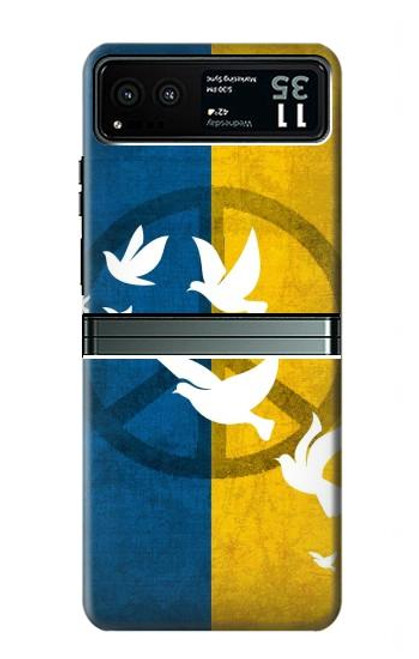 W3857 Peace Dove Ukraine Flag Hard Case and Leather Flip Case For Motorola Razr 40