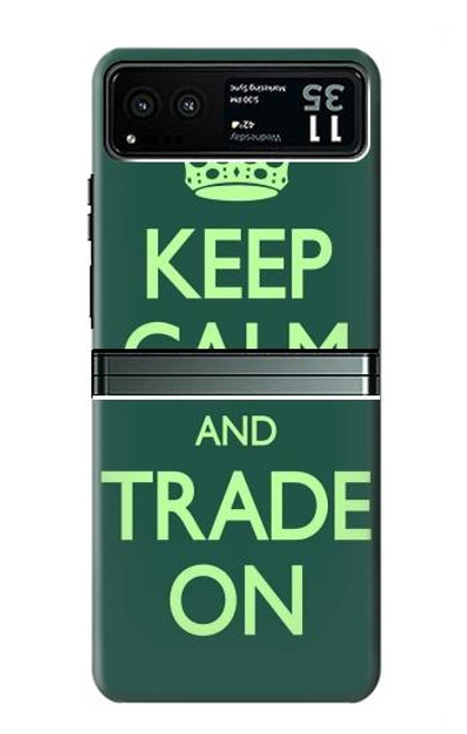 W3862 Keep Calm and Trade On Hard Case and Leather Flip Case For Motorola Razr 40