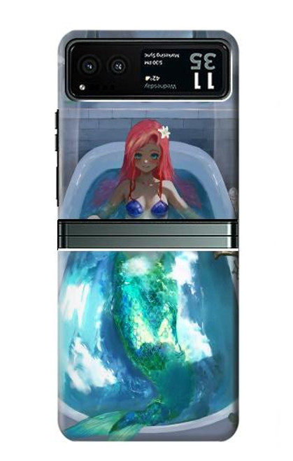 W3912 Cute Little Mermaid Aqua Spa Hard Case and Leather Flip Case For Motorola Razr 40