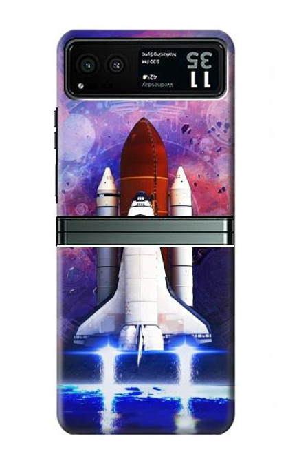 W3913 Colorful Nebula Space Shuttle Hard Case and Leather Flip Case For Motorola Razr 40