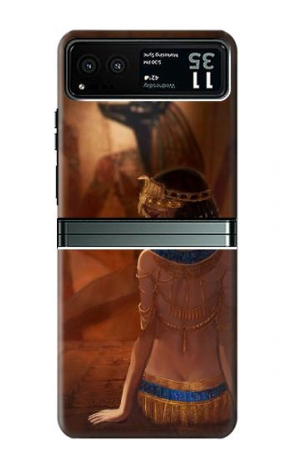 W3919 Egyptian Queen Cleopatra Anubis Hard Case and Leather Flip Case For Motorola Razr 40