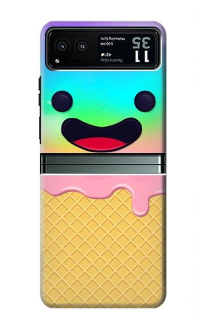 W3939 Ice Cream Cute Smile Hard Case and Leather Flip Case For Motorola Razr 40