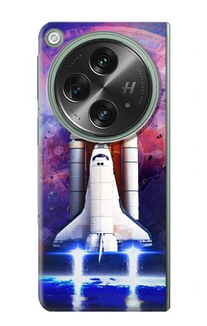 W3913 Colorful Nebula Space Shuttle Hard Case and Leather Flip Case For OnePlus OPEN