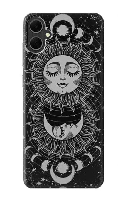 W3854 Mystical Sun Face Crescent Moon Hard Case and Leather Flip Case For Samsung Galaxy A05